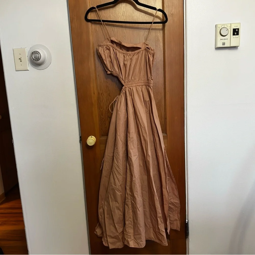 j.crew side cut-out 100% cotton poplin maxi dress